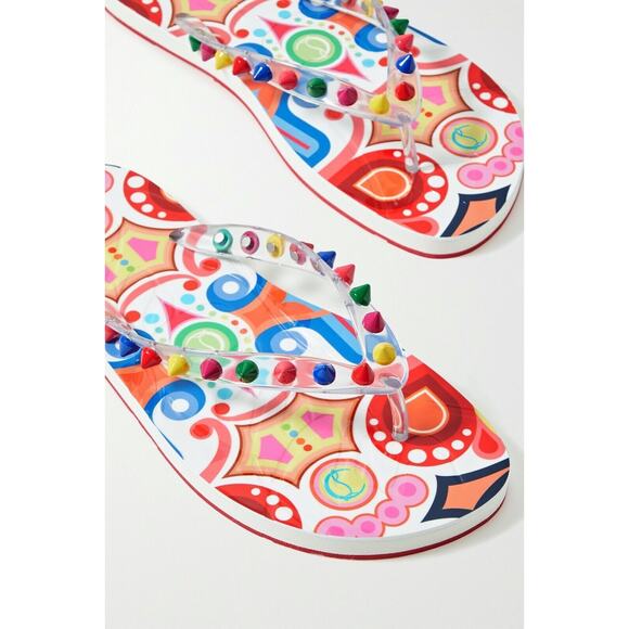 Christian Louboutin Loubi Flip Spikes Donna Flat Multi Thong Flip Flop Sandal 36 - Picture 4 of 11